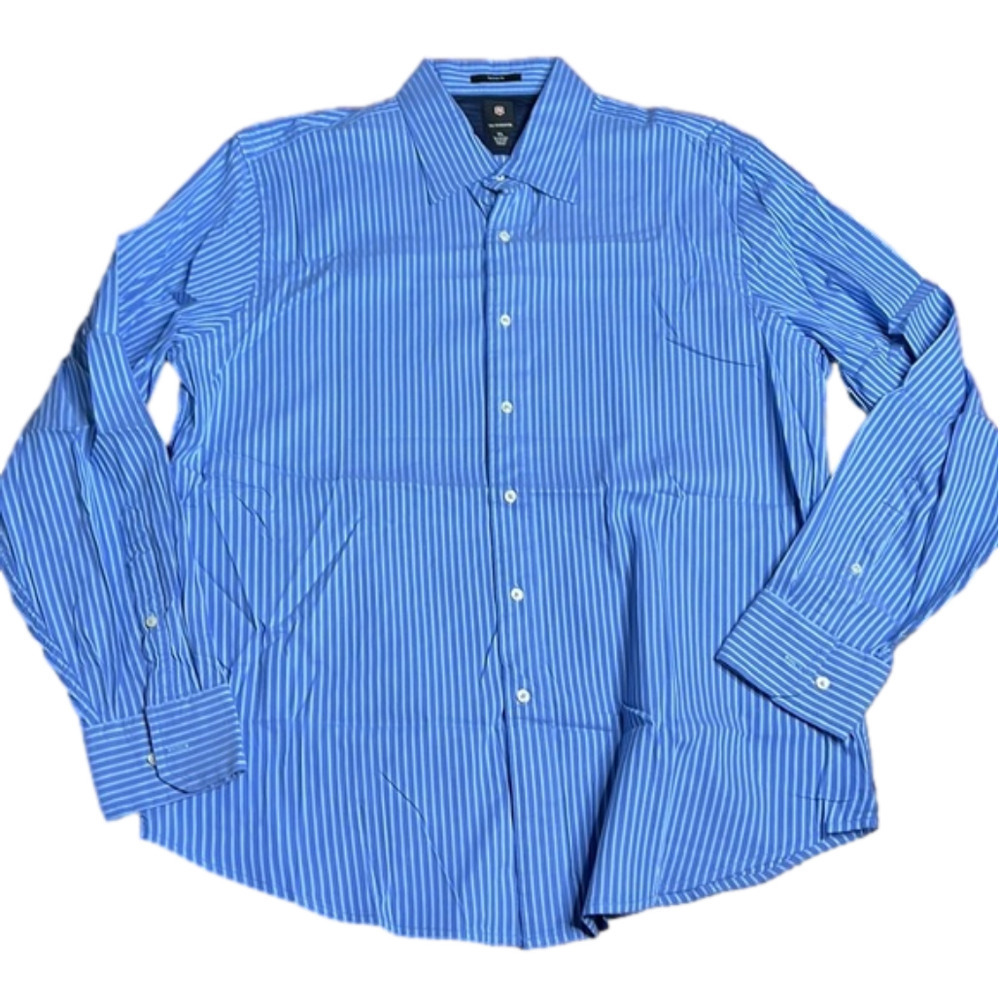 Victorinox blue pinstripe button down shirt